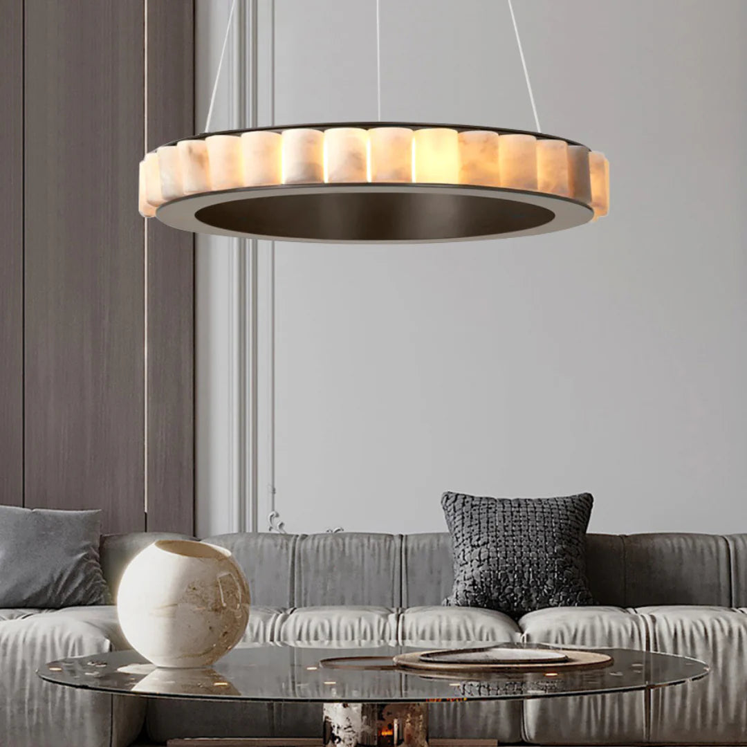 Alabaster Avalon Halo Chandelier - Nuvé