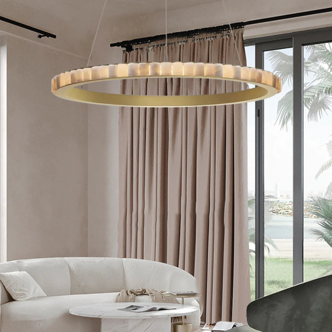 Alabaster Avalon Halo Chandelier - Nuvé