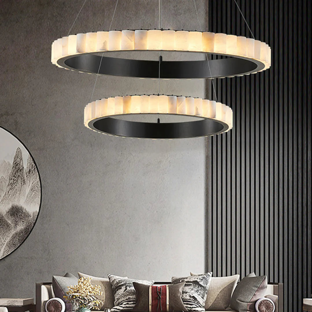 Alabaster Avalon Halo Chandelier - Nuvé