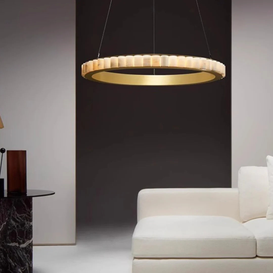 Alabaster Avalon Halo Chandelier - Nuvé