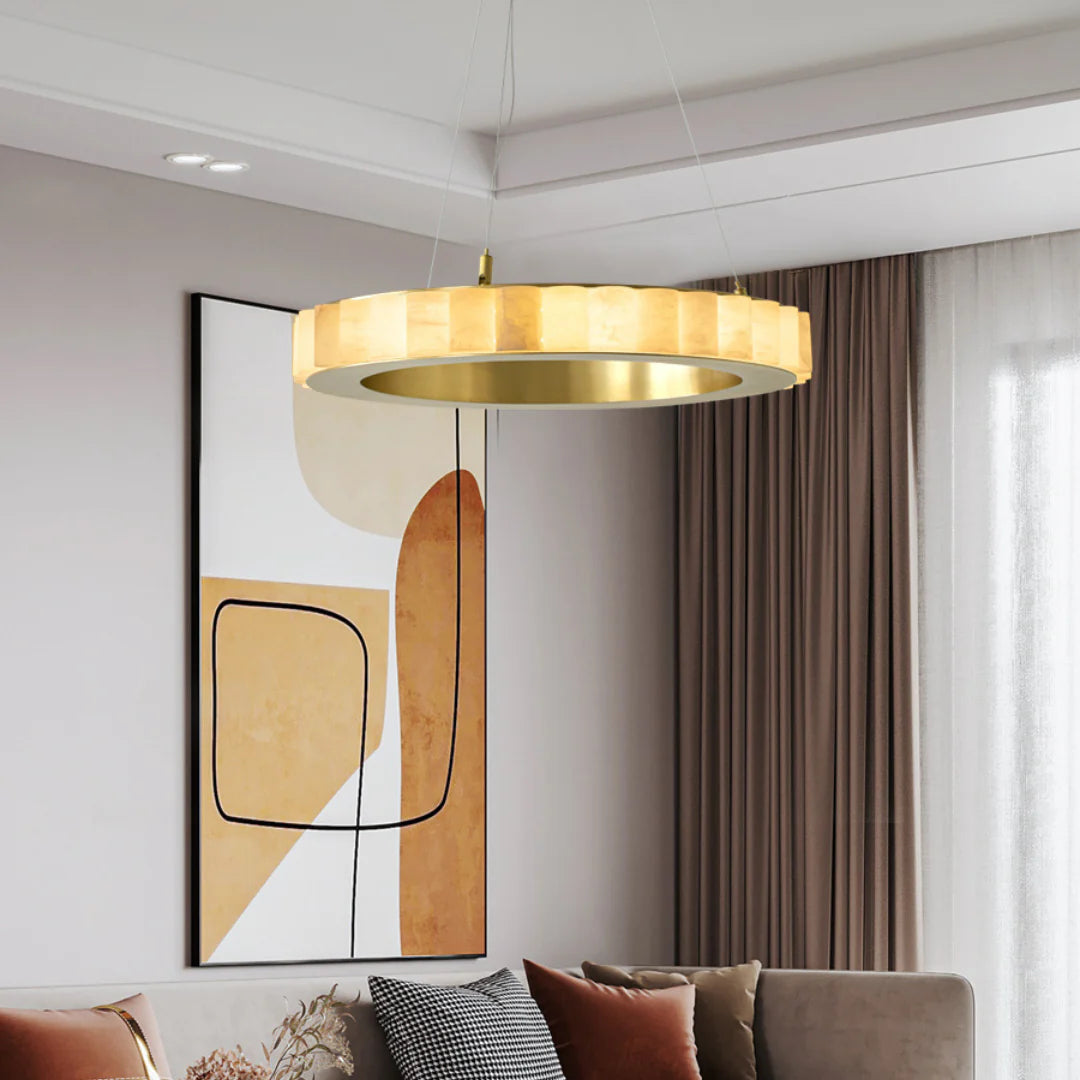 Alabaster Avalon Halo Chandelier - Nuvé