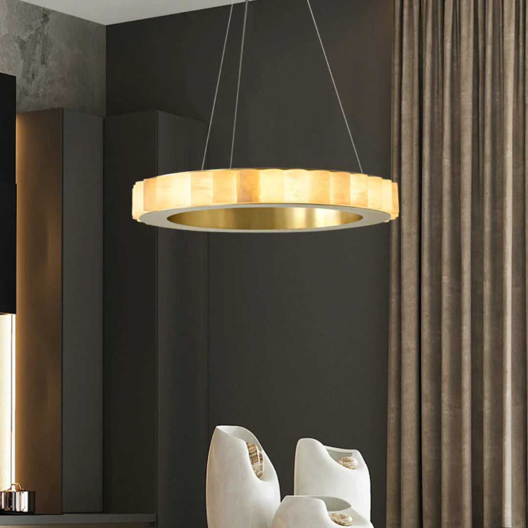 Alabaster Avalon Halo Chandelier - Nuvé
