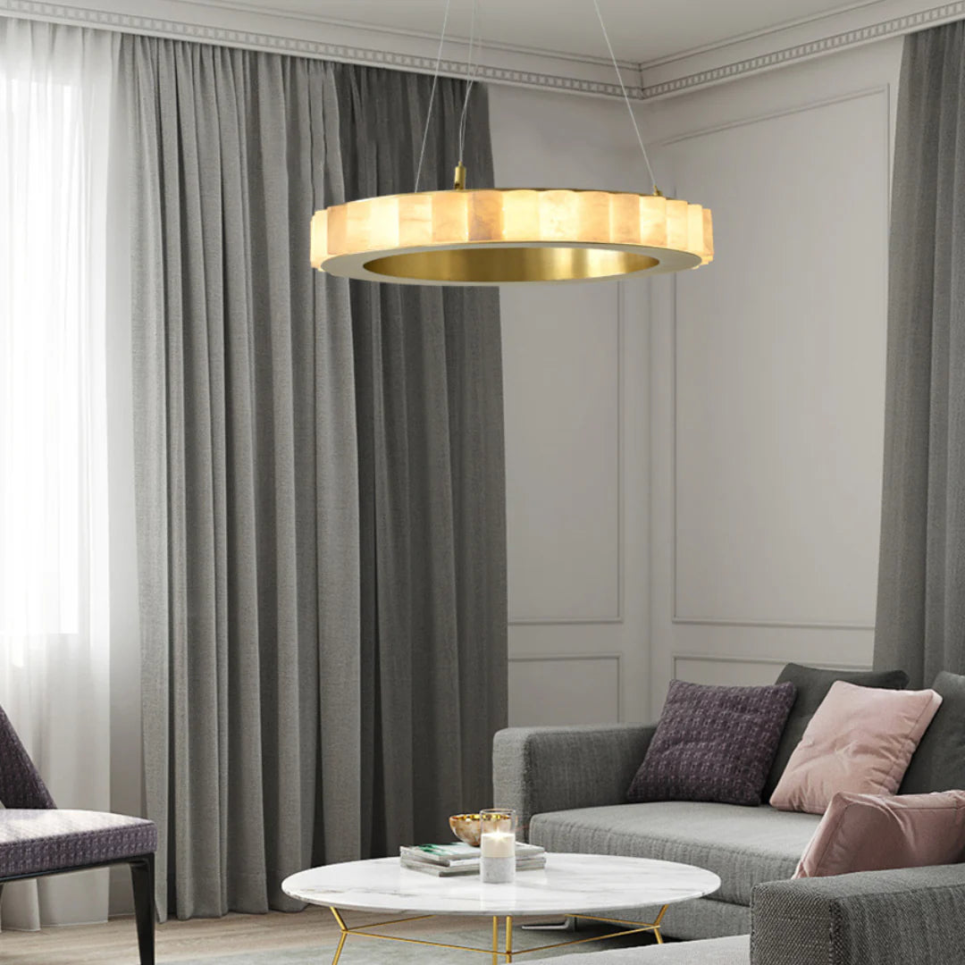 Alabaster Avalon Halo Chandelier - Nuvé