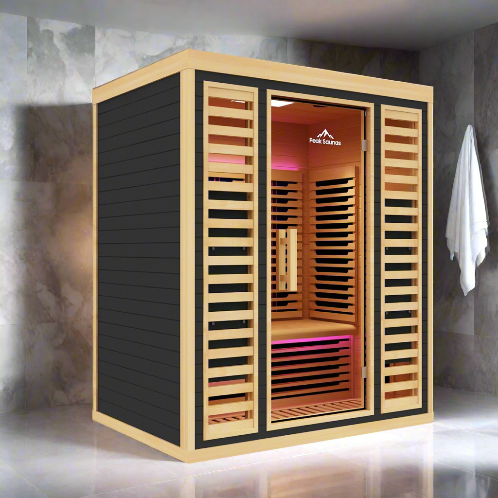 Peak Saunas Denali Luxury 3-Person Full Spectrum Infrared Sauna with Two XL Medical-Grade Red Light Therapy Panels & Smart WiFi App Control - Nuvé