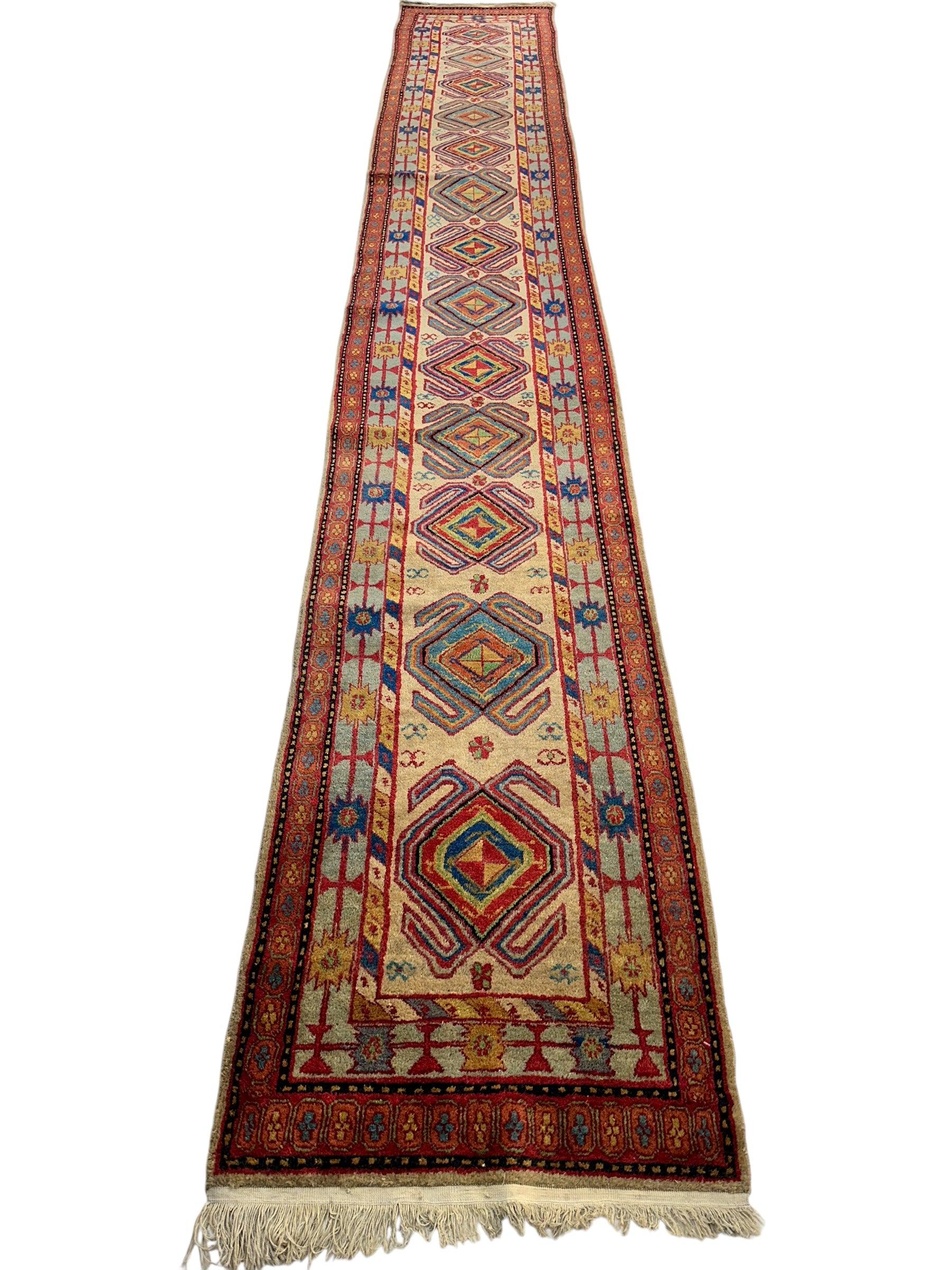 Antique Persian Lambran Runner Rug - 2'5" x 15'7" - Handwoven Wool, Circa 1930s - Nuvé