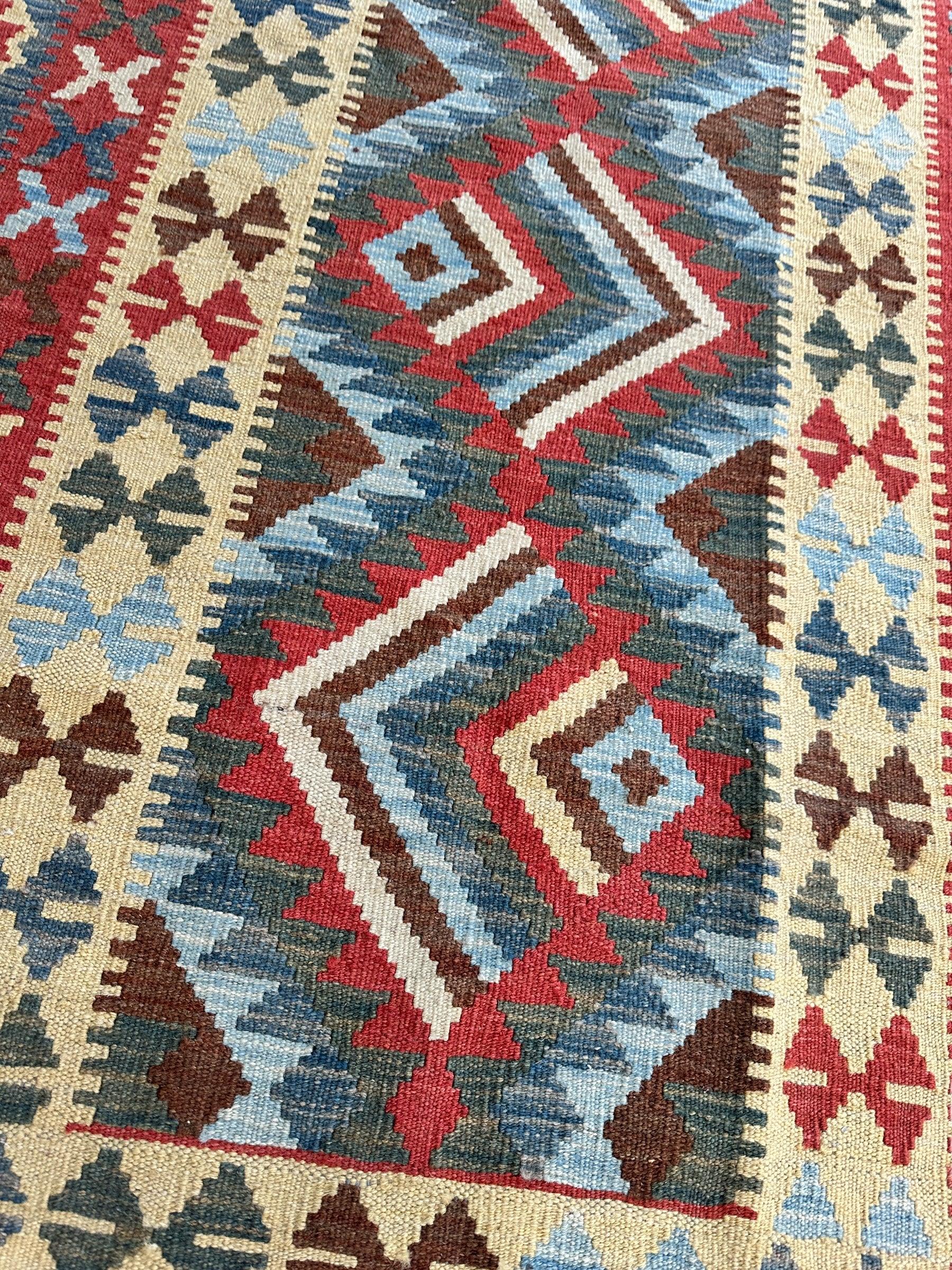 Afghani Maimana Kilim Wide Runner Rug 3’3” x 6’8” - Nuvé