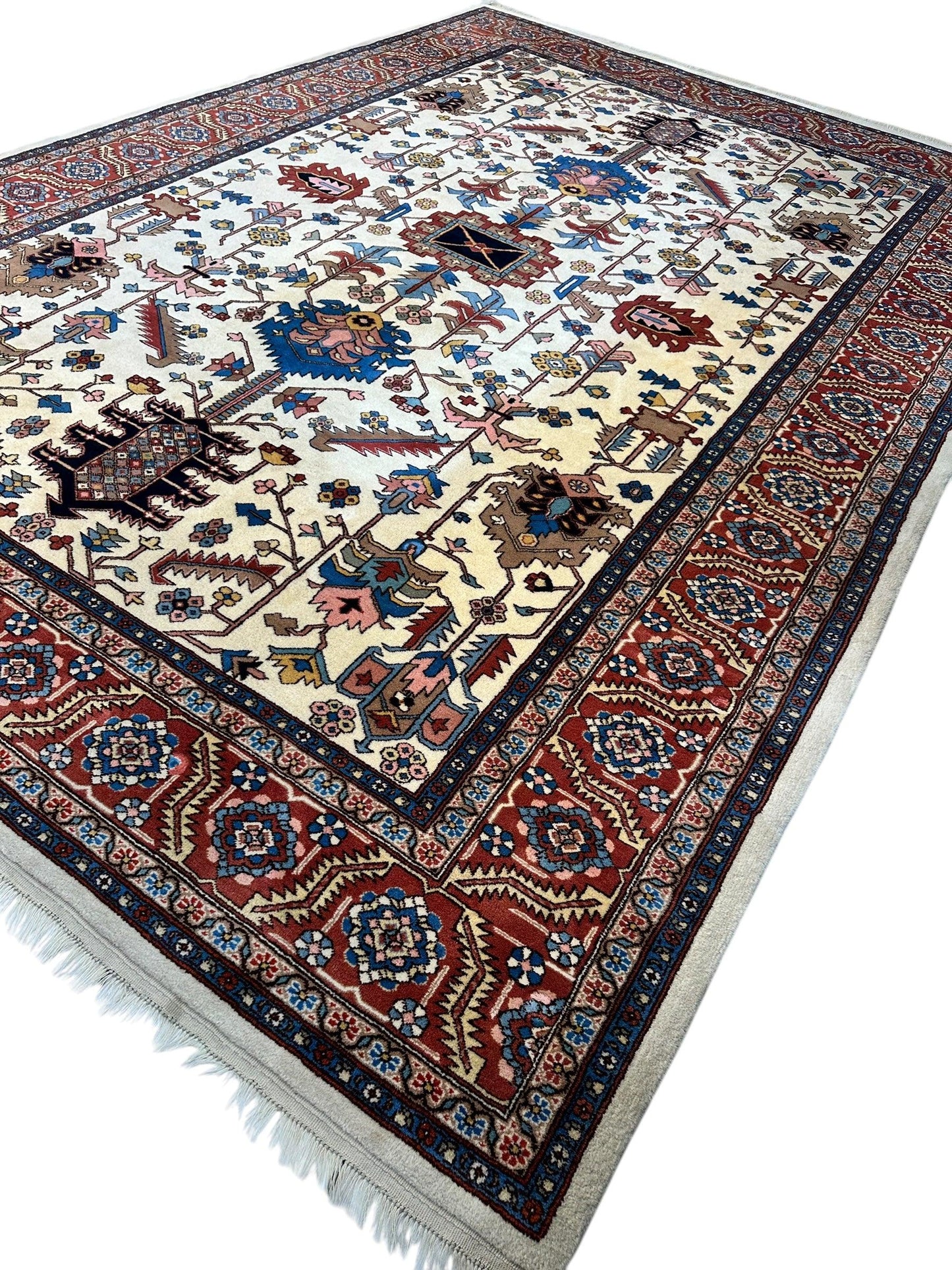 Hand-Knotted Vintage Afghani Serapi Wool Rug – 10'10" x 15'10" – Elegant Traditional Area Rug - Nuvé