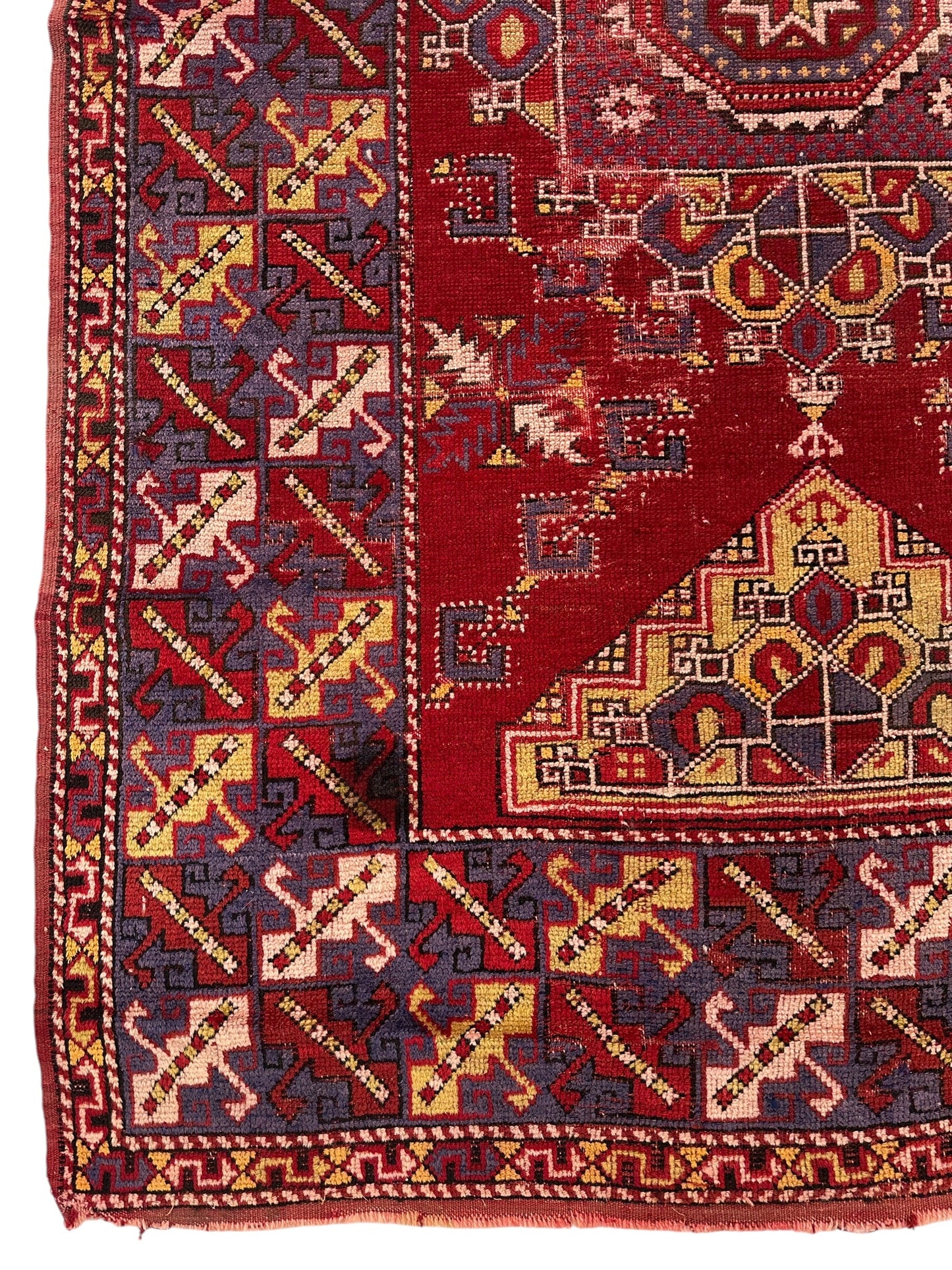 Dezgiri Anatolian Tribal Wool Rug – 5’x8’– Hand-Knotted Red Medallion Rug with Geometric Motifs - Nuvé