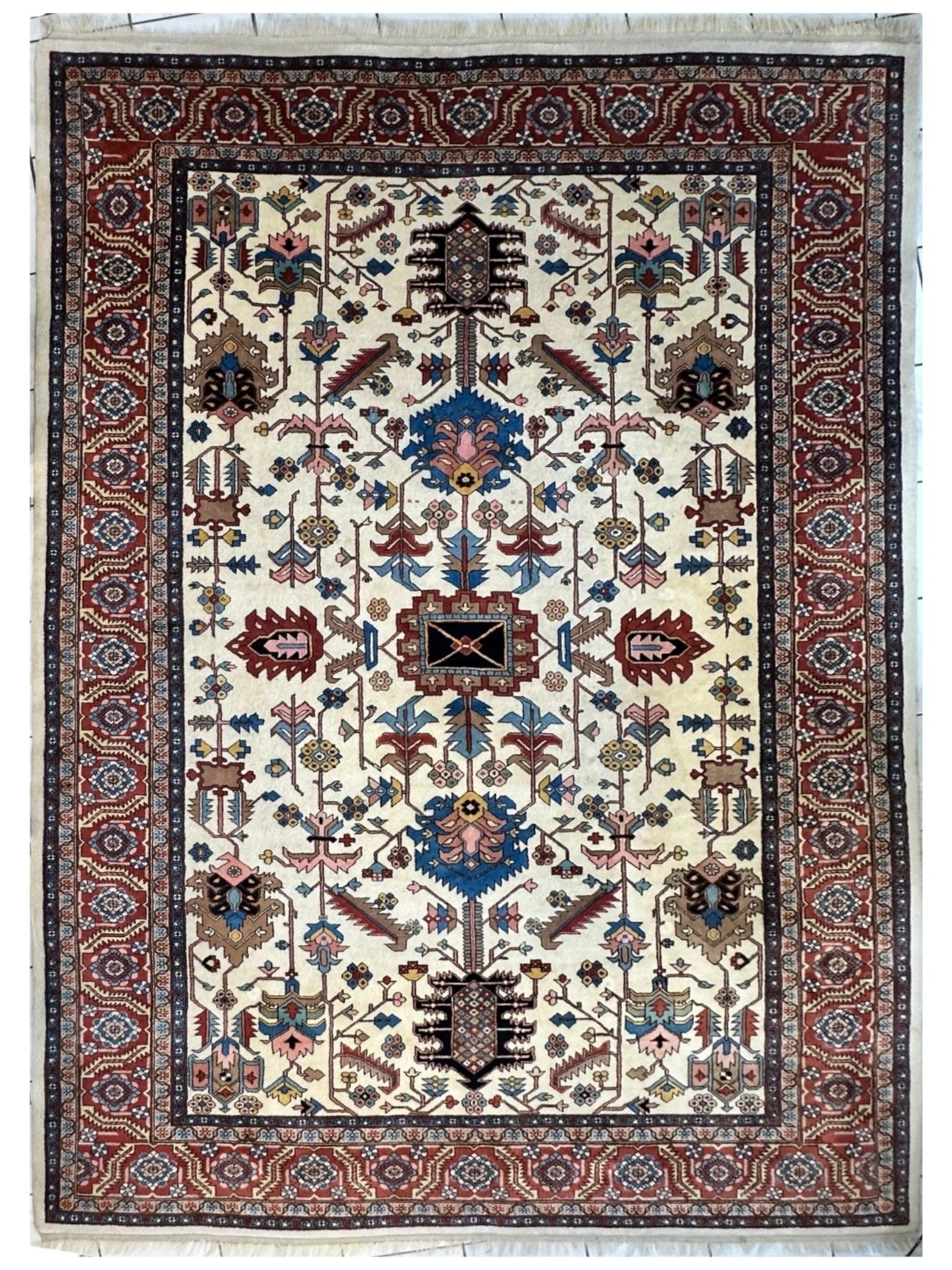 Hand-Knotted Vintage Afghani Serapi Wool Rug – 10'10" x 15'10" – Elegant Traditional Area Rug - Nuvé
