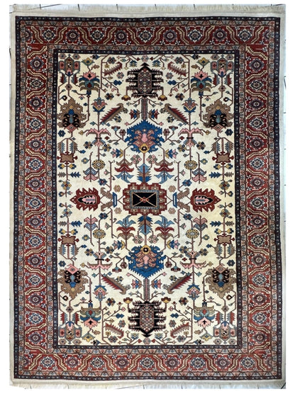 Hand-Knotted Vintage Afghani Serapi Wool Rug – 10'10" x 15'10" – Elegant Traditional Area Rug - Nuvé