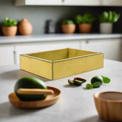 Monedas | Cedar Wood + Leather Valet Tray - Nuvé