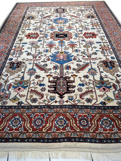 Hand-Knotted Vintage Afghani Serapi Wool Rug – 10'10" x 15'10" – Elegant Traditional Area Rug - Nuvé