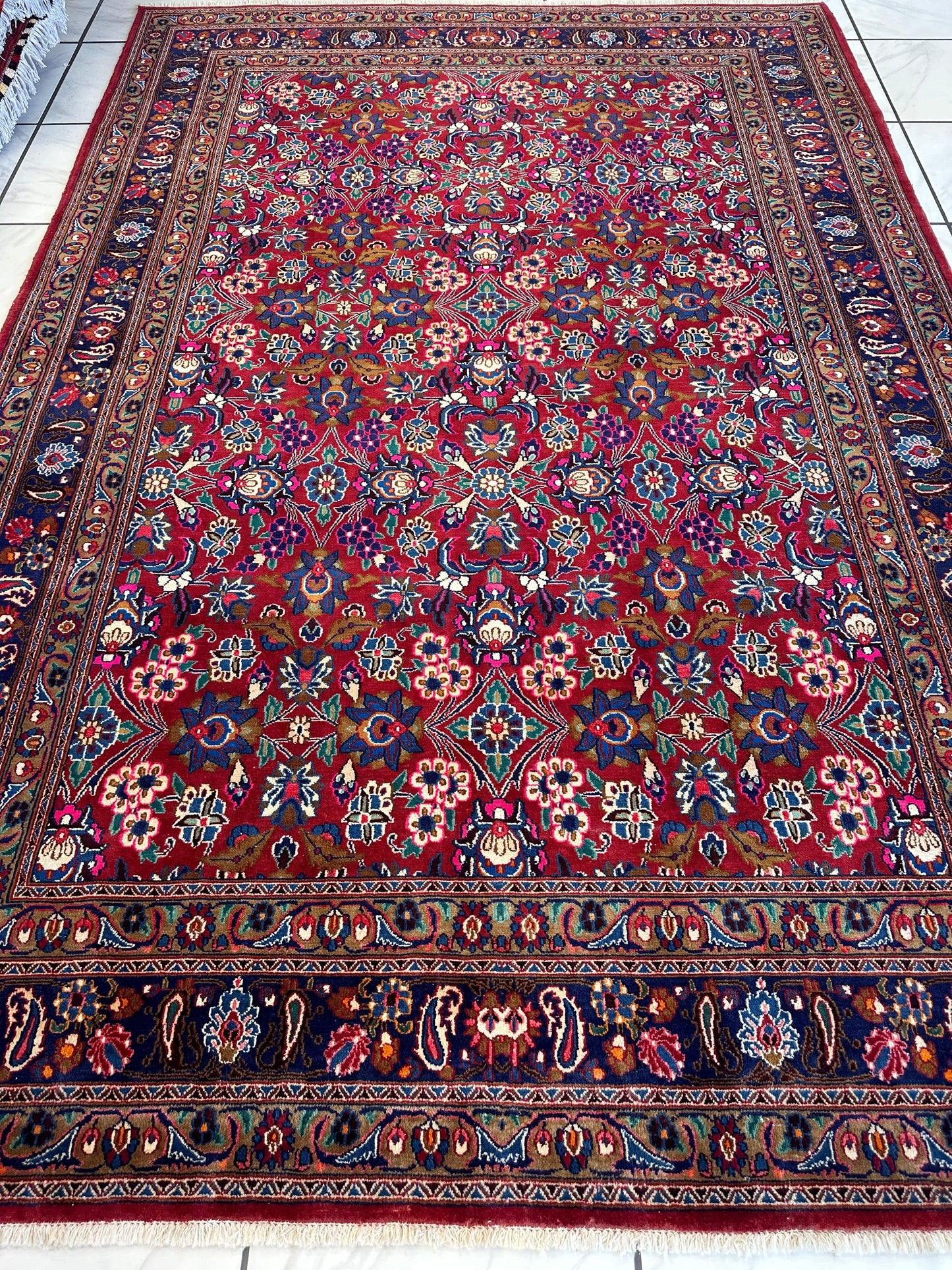 Persian Mashhad I Fine Allover Rug Wool 7 x 10 - Nuvé