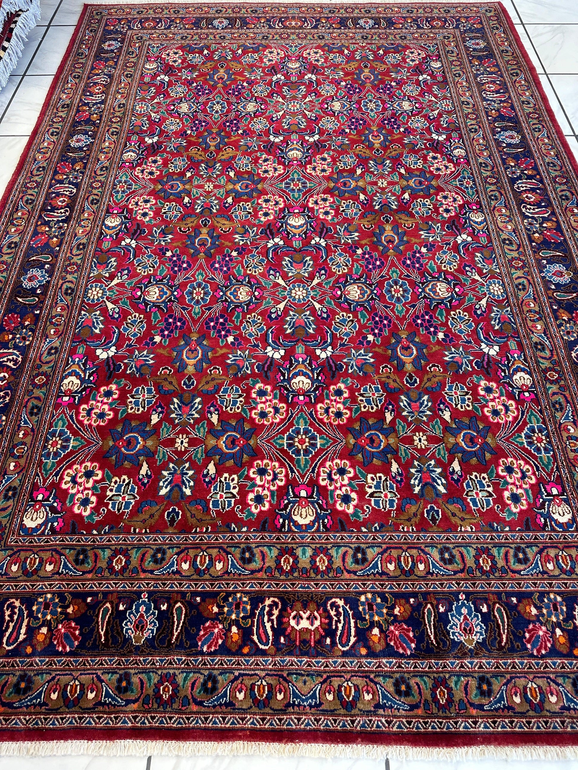 Persian Mashhad I Fine Allover Rug Wool 7 x 10 - Nuvé