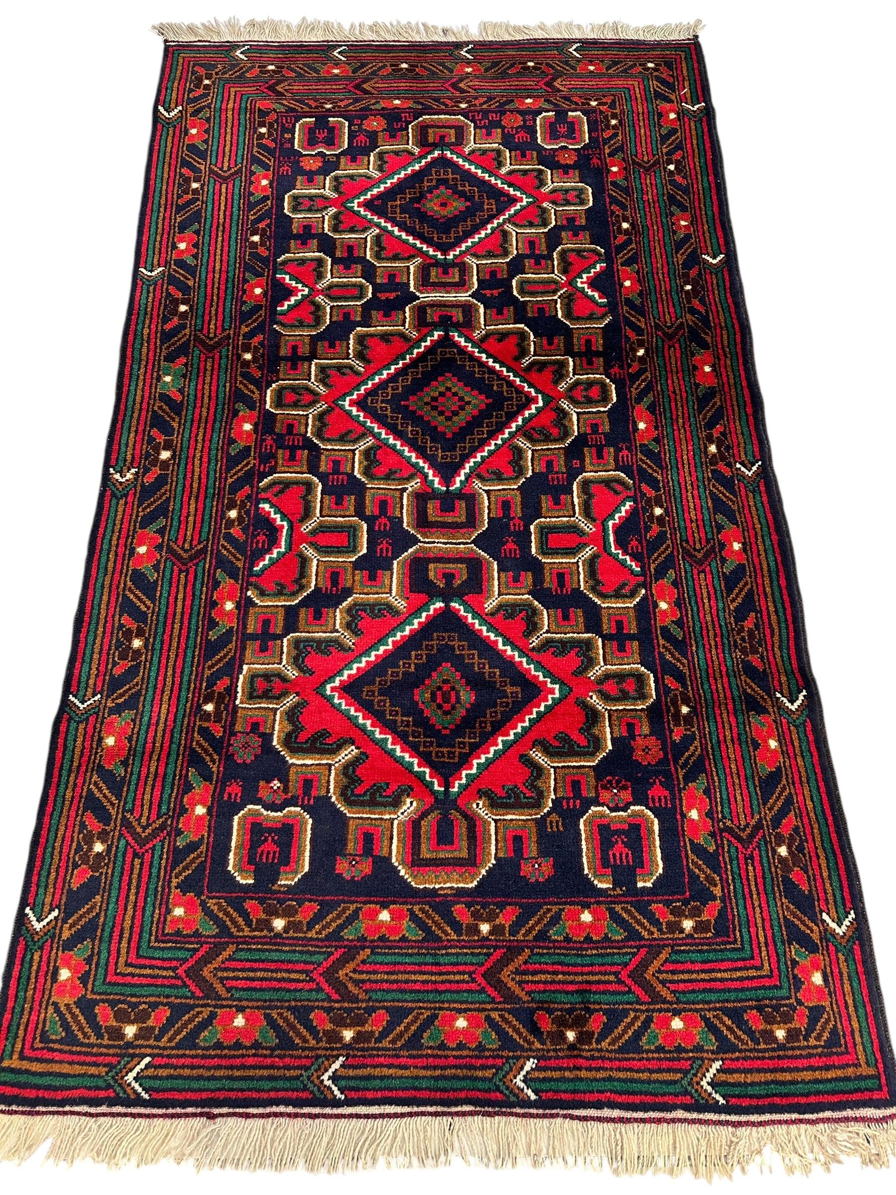 Hand-Knotted Afghani Baluch Wool Rug - 2'10" x 5' - Nuvé