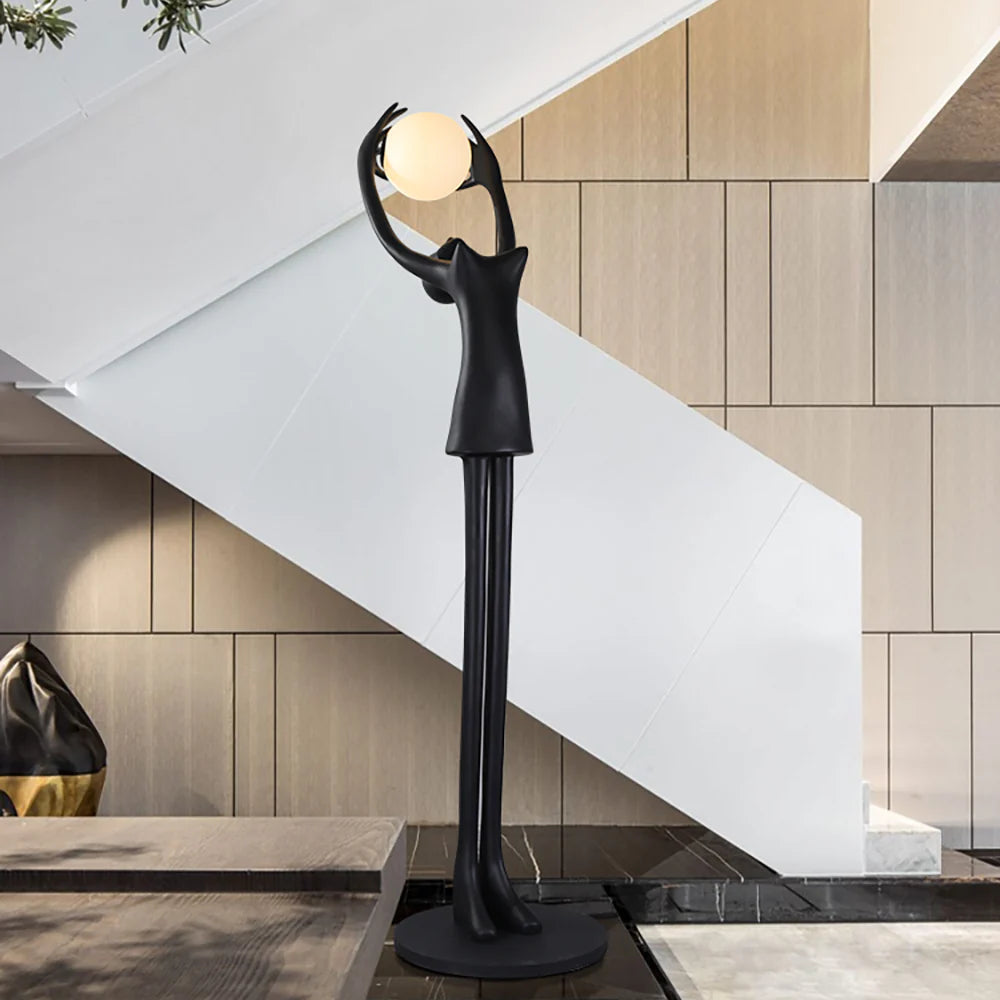 Ball Holding Sculpture Character Floor Lamp - Nuvé