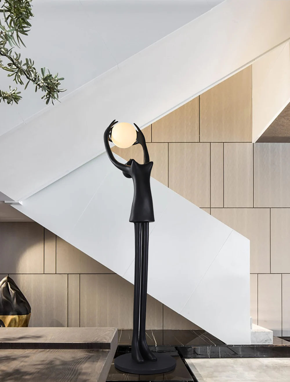 Ball Holding Sculpture Character Floor Lamp - Nuvé