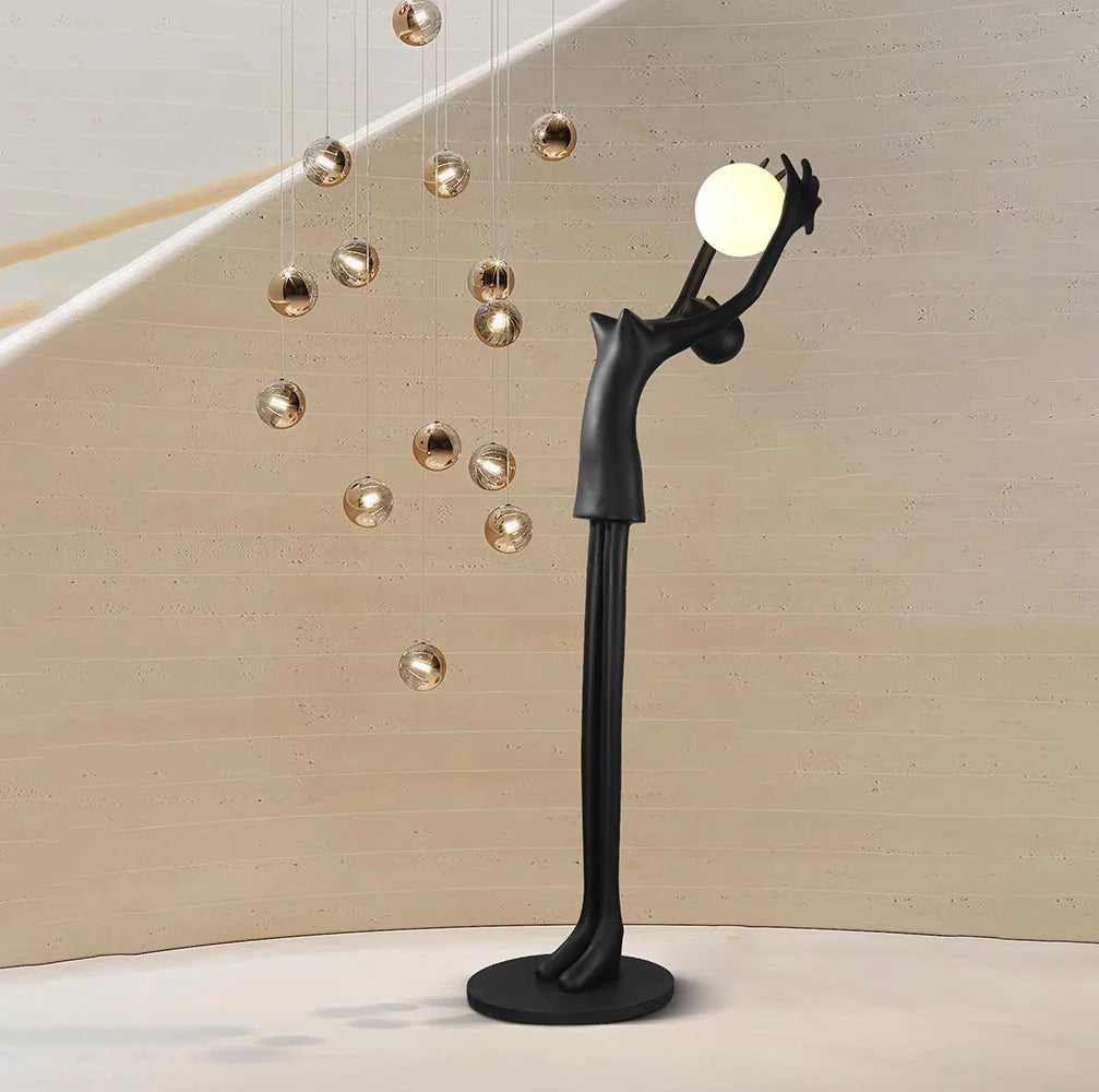 Ball Holding Sculpture Character Floor Lamp - Nuvé