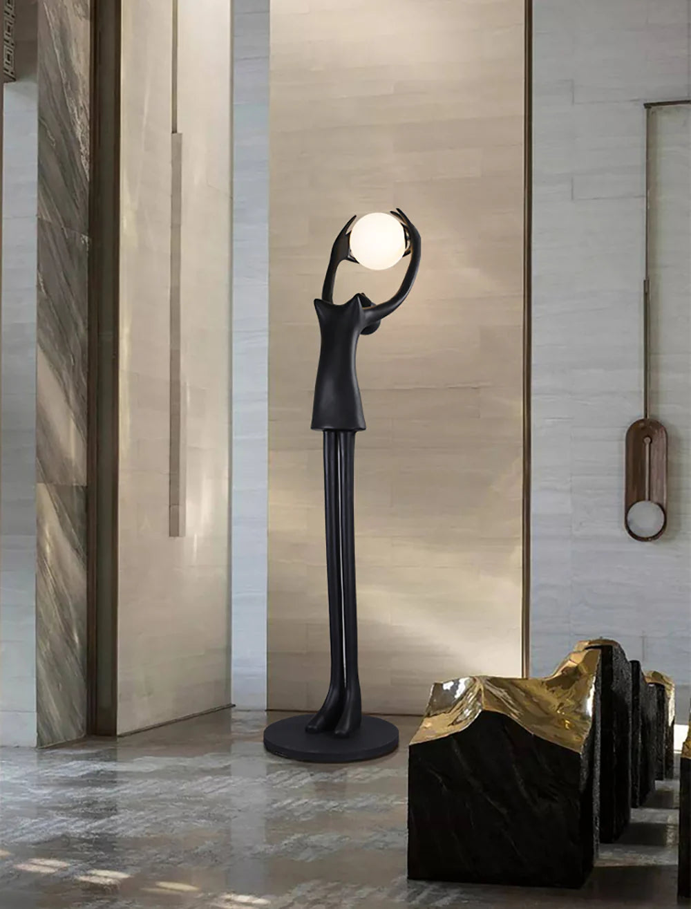 Ball Holding Sculpture Character Floor Lamp - Nuvé