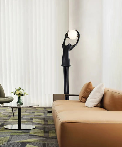 Ball Holding Sculpture Character Floor Lamp - Nuvé