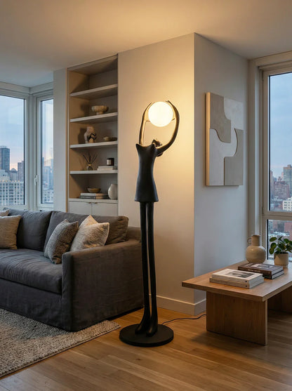 Ball Holding Sculpture Character Floor Lamp - Nuvé