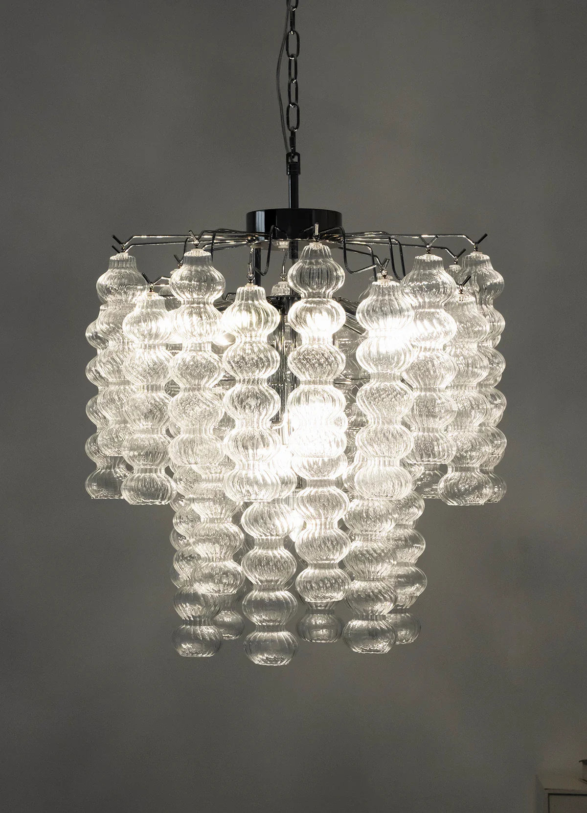 Beaded Vertical Textured Glass Chandelier
