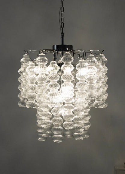 Beaded Vertical Textured Glass Chandelier