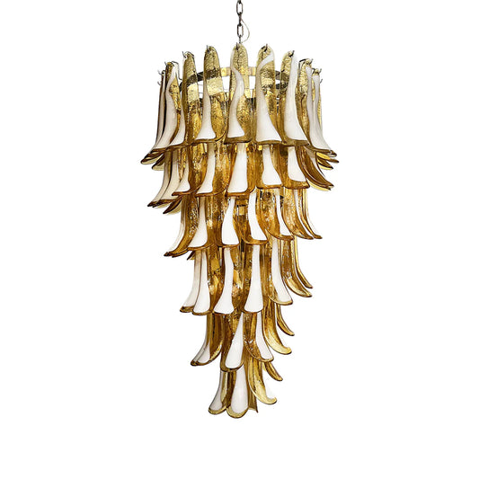 Petals Spiral Murano Amber Chandelier - Nuvé