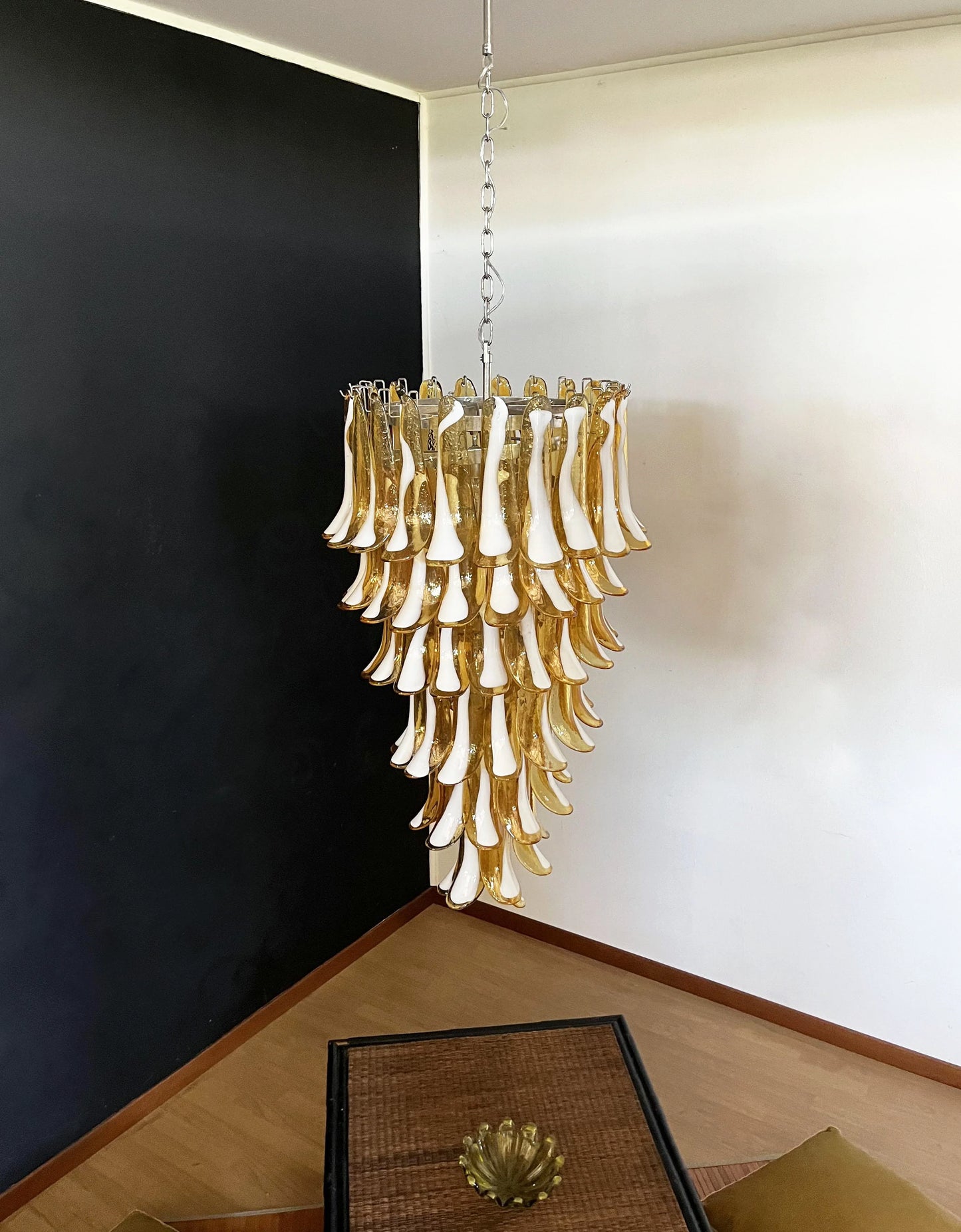 Petals Spiral Murano Amber Chandelier - Nuvé