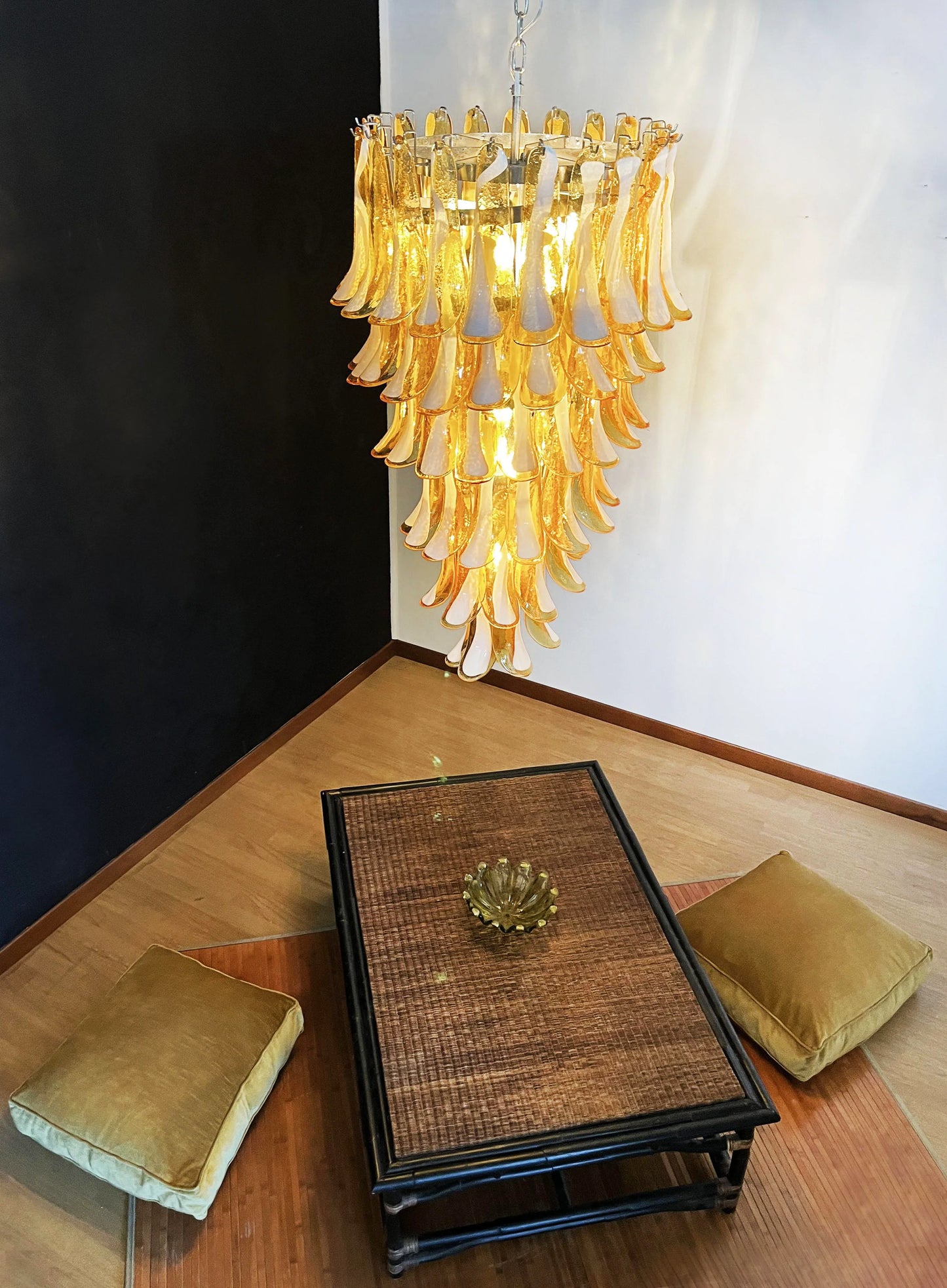 Petals Spiral Murano Amber Chandelier - Nuvé