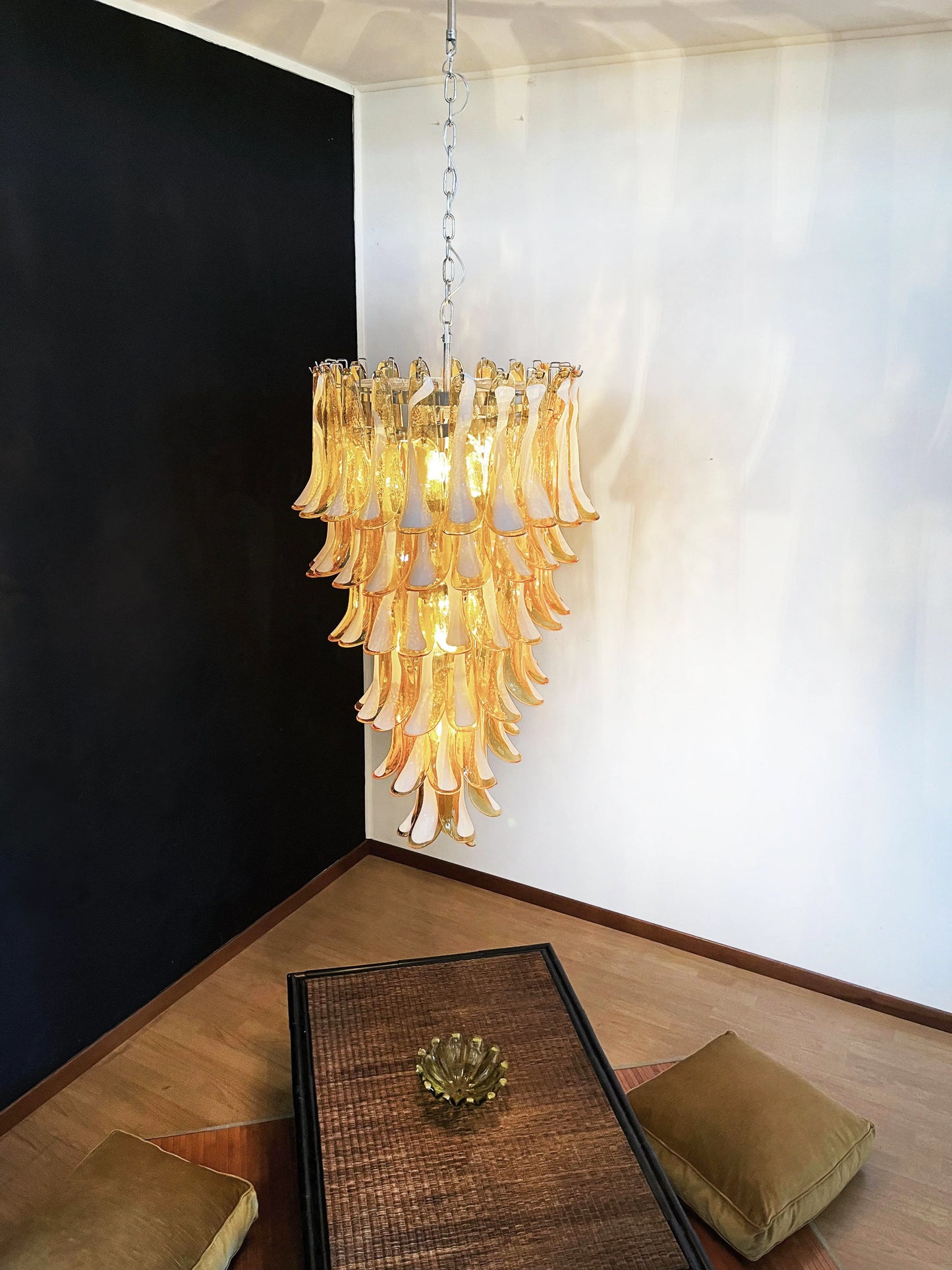 Petals Spiral Murano Amber Chandelier - Nuvé