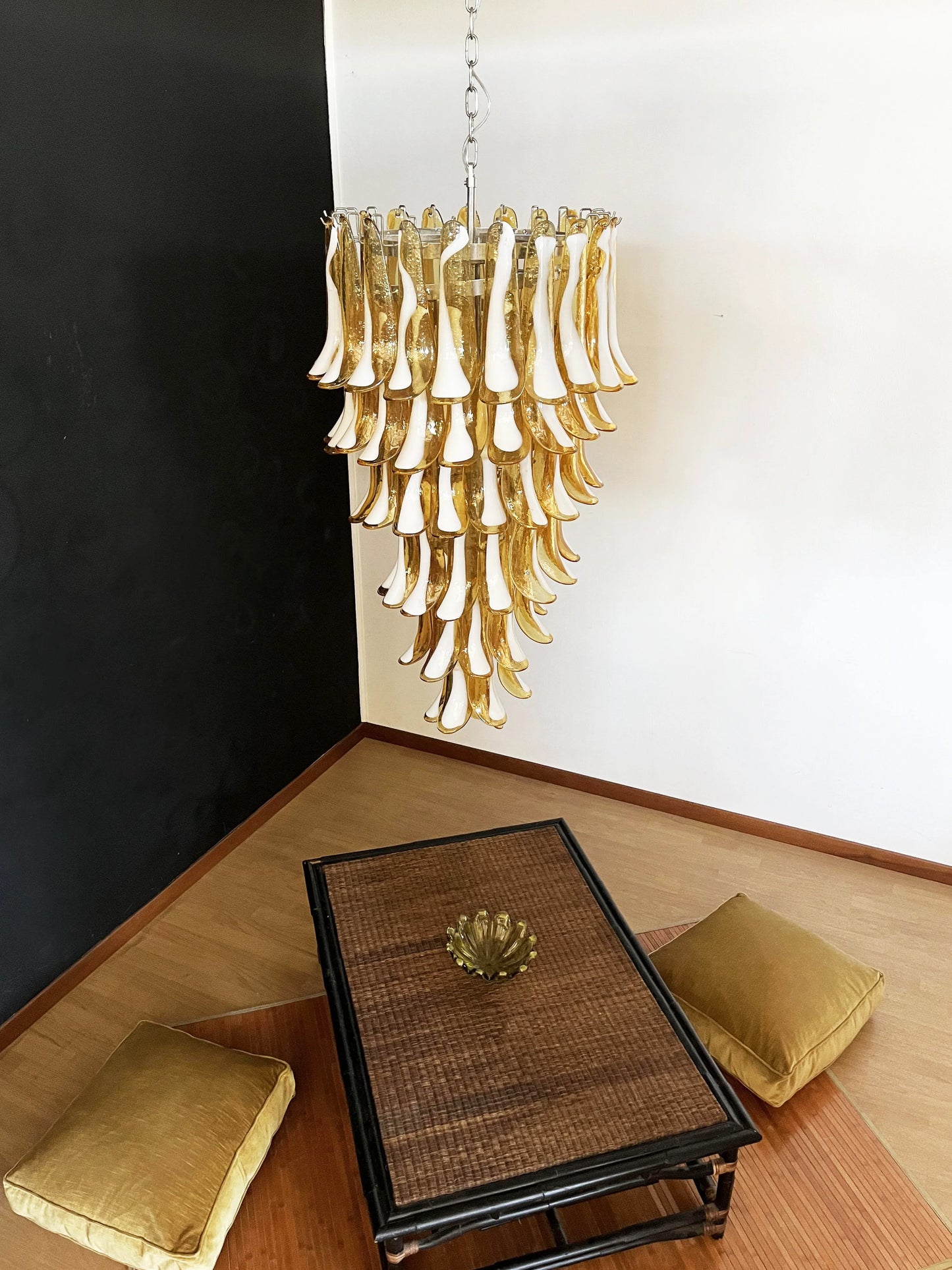 Petals Spiral Murano Amber Chandelier - Nuvé