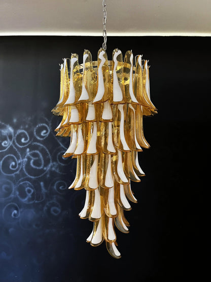 Petals Spiral Murano Amber Chandelier - Nuvé