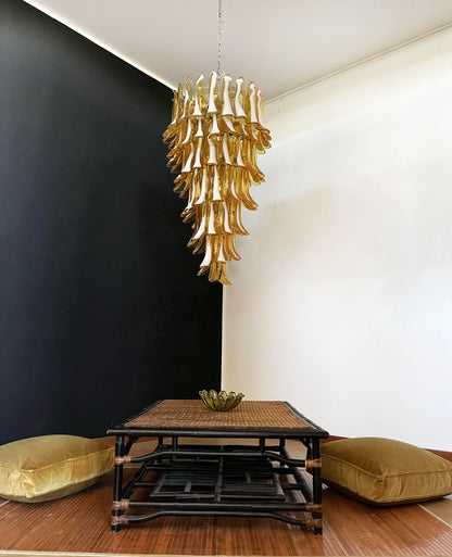 Petals Spiral Murano Amber Chandelier - Nuvé