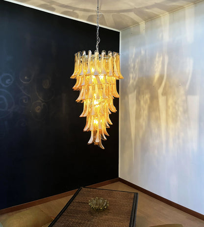 Petals Spiral Murano Amber Chandelier - Nuvé