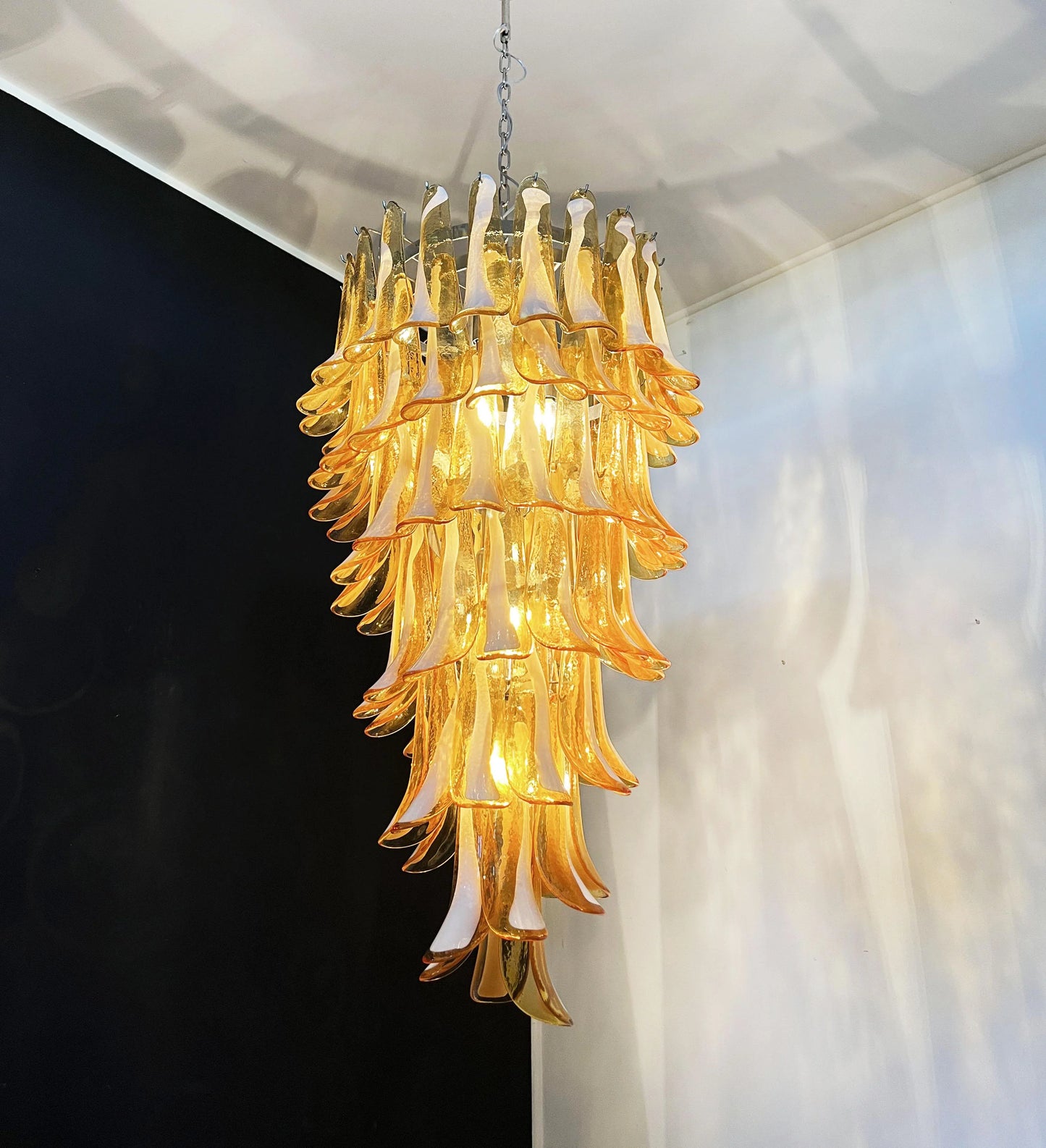 Petals Spiral Murano Amber Chandelier - Nuvé