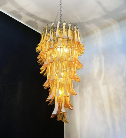Petals Spiral Murano Amber Chandelier - Nuvé