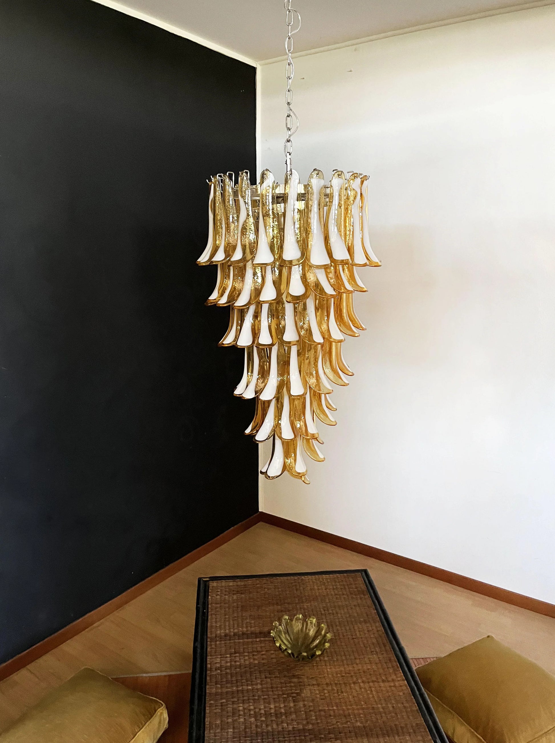 Petals Spiral Murano Amber Chandelier - Nuvé