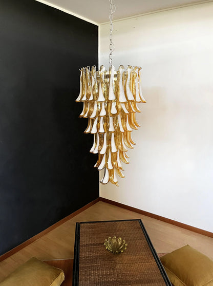 Petals Spiral Murano Amber Chandelier - Nuvé