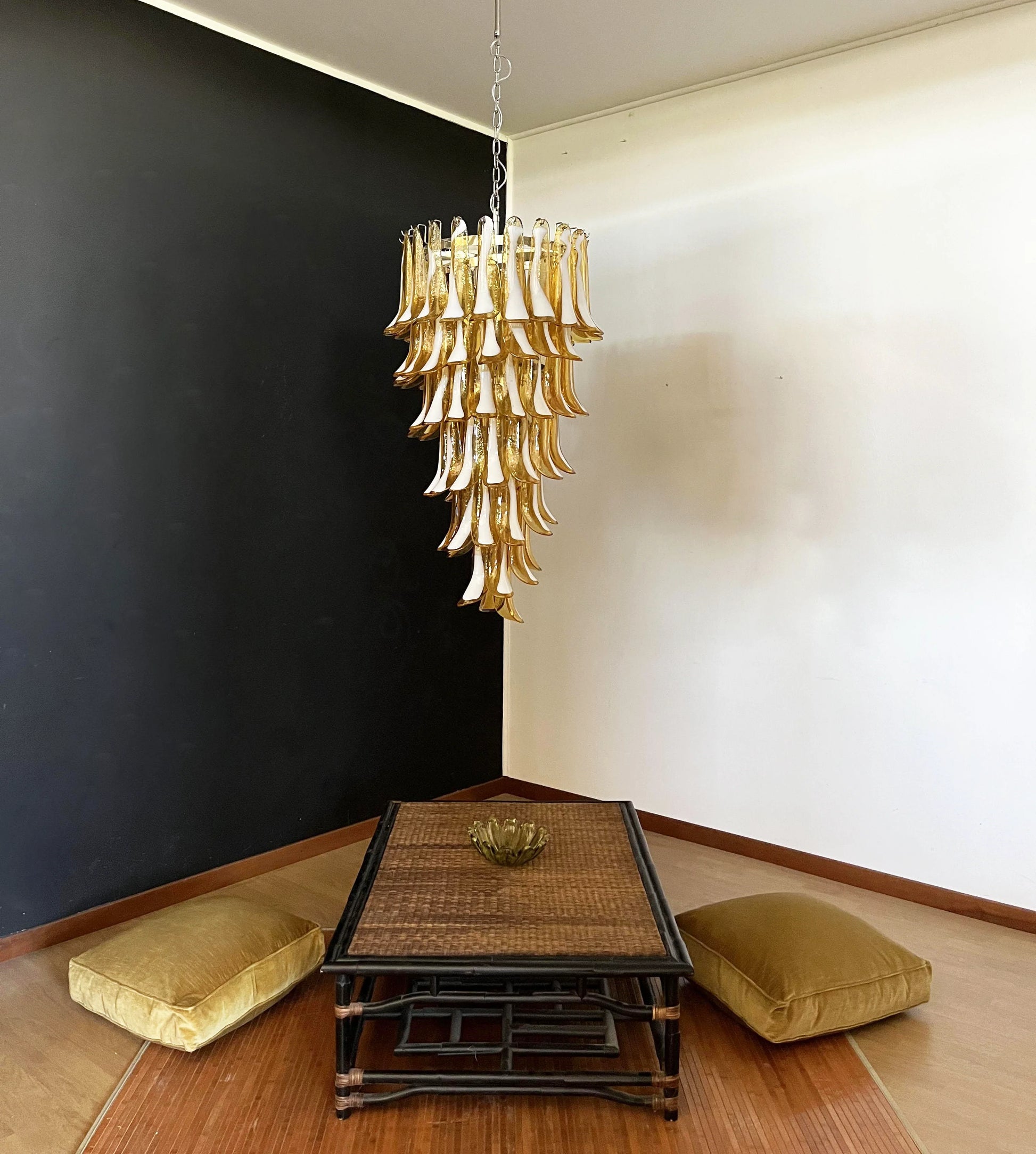 Petals Spiral Murano Amber Chandelier - Nuvé