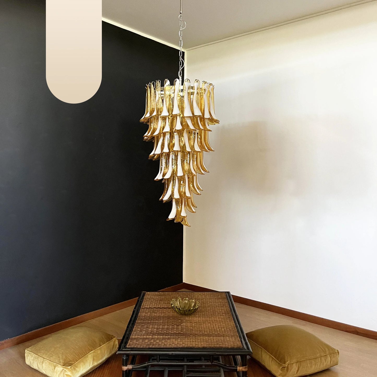 Petals Spiral Murano Amber Chandelier - Nuvé