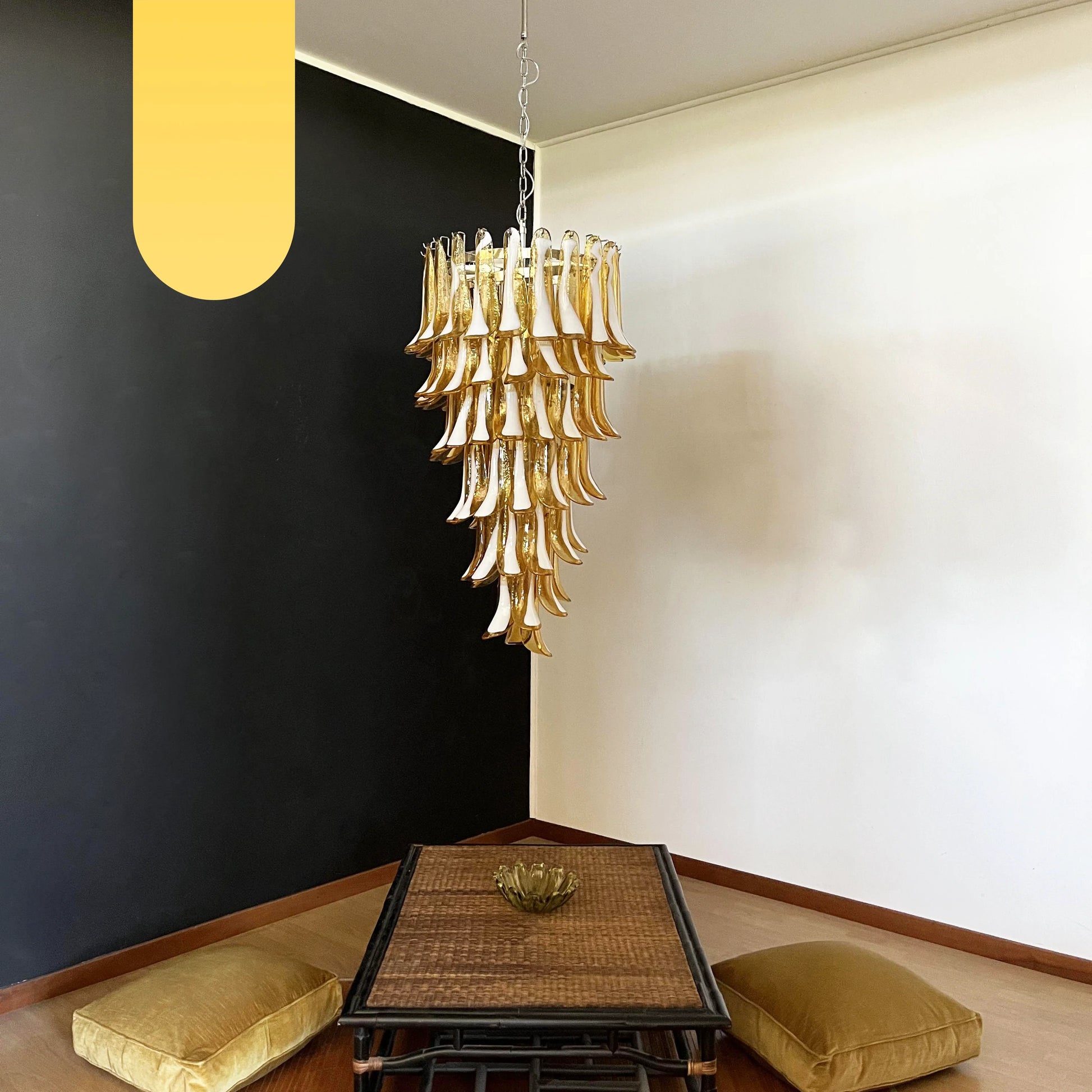 Petals Spiral Murano Amber Chandelier - Nuvé