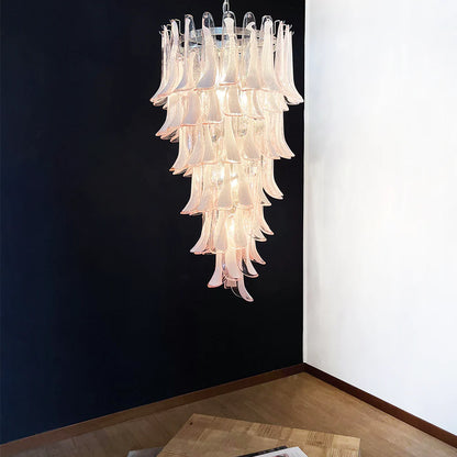 Petals Spiral Murano Pink Chandelier - Nuvé