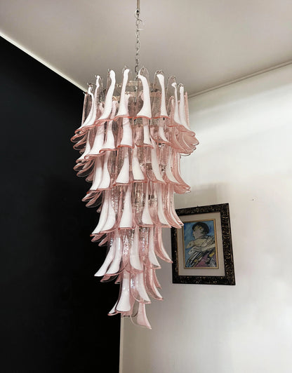 Petals Spiral Murano Pink Chandelier - Nuvé