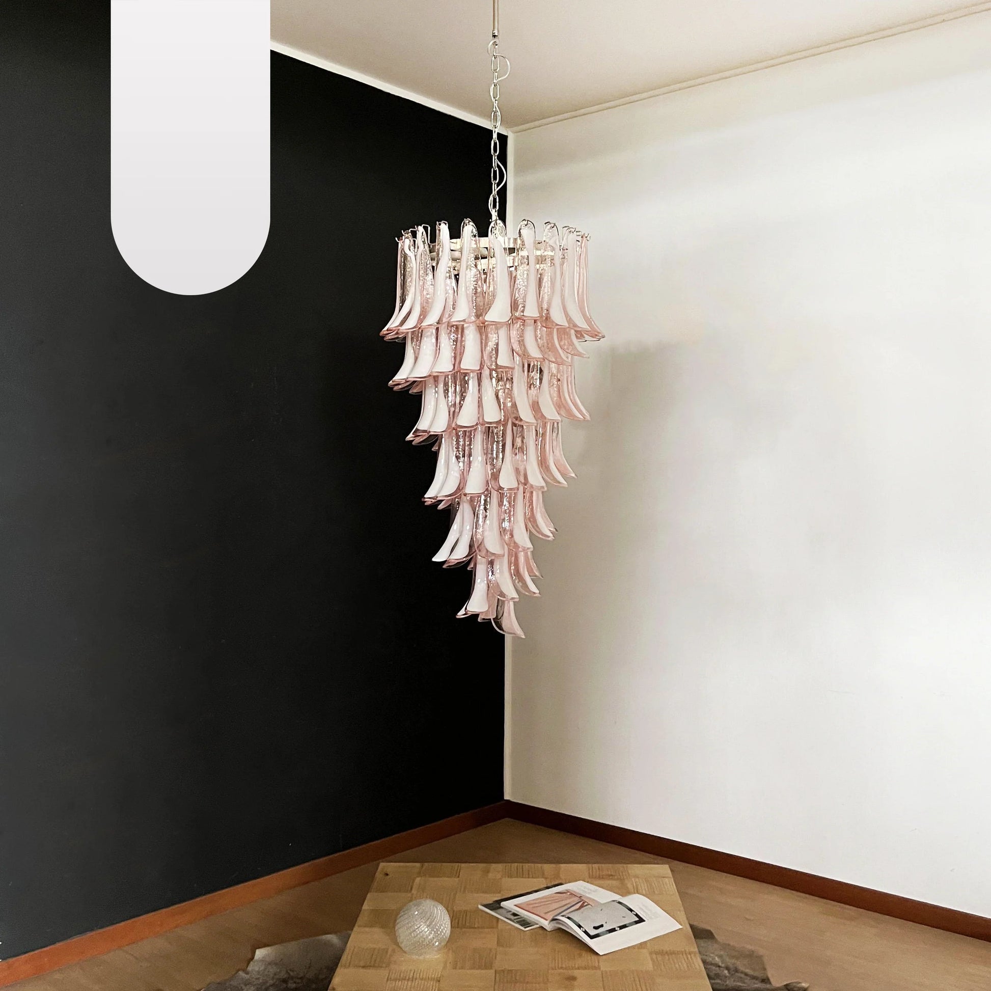 Petals Spiral Murano Pink Chandelier - Nuvé