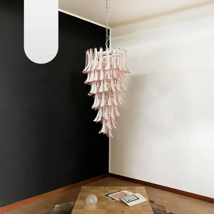 Petals Spiral Murano Pink Chandelier - Nuvé