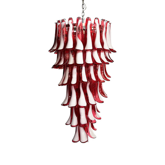 Petals Spiral Murano Red Chandelier - Nuvé