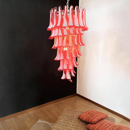 Petals Spiral Murano Red Chandelier - Nuvé