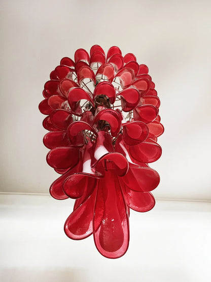 Petals Spiral Murano Red Chandelier - Nuvé