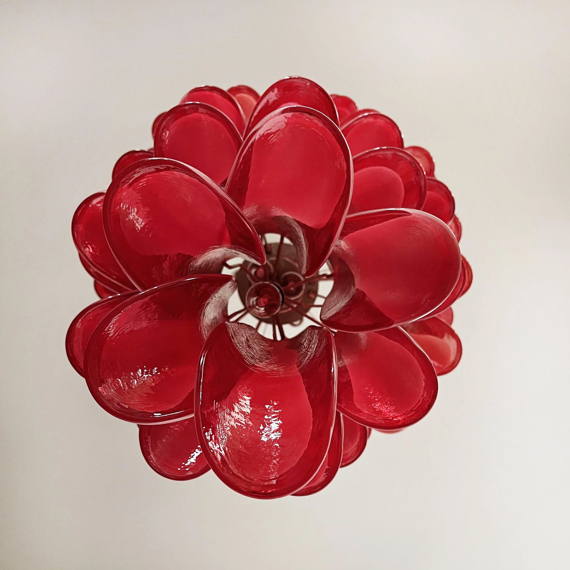 Petals Spiral Murano Red Chandelier - Nuvé